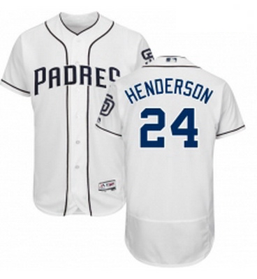 Mens Majestic San Diego Padres 24 Rickey Henderson White Home Flex Base Authentic Collection MLB Jer