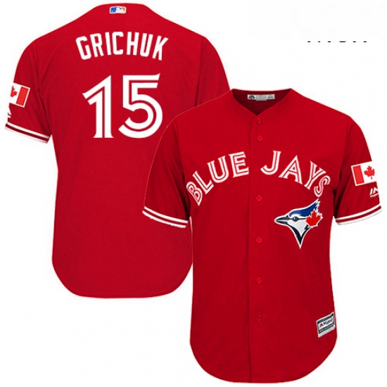 Mens Majestic Toronto Blue Jays 15 Randal Grichuk Replica Scarlet Alternate Cool Base MLB Jersey