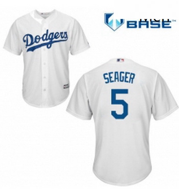 Mens Majestic Los Angeles Dodgers 5 Corey Seager Replica White H