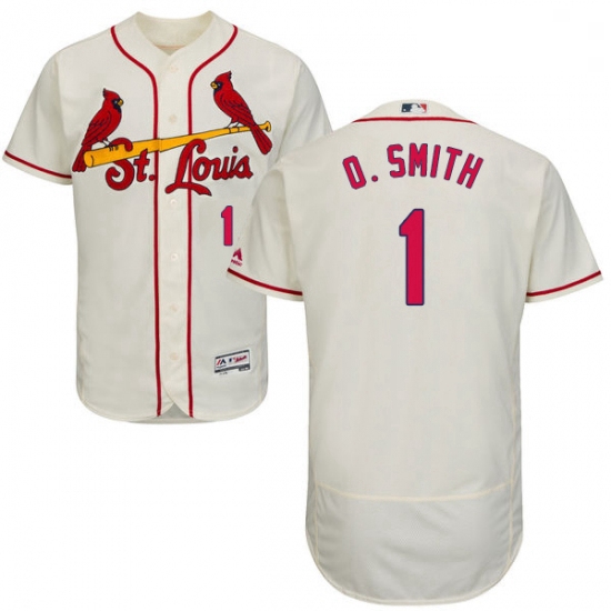 Mens Majestic St Louis Cardinals 1 Ozzie Smith Cream Alternate Flex Base Authentic Collection MLB Je