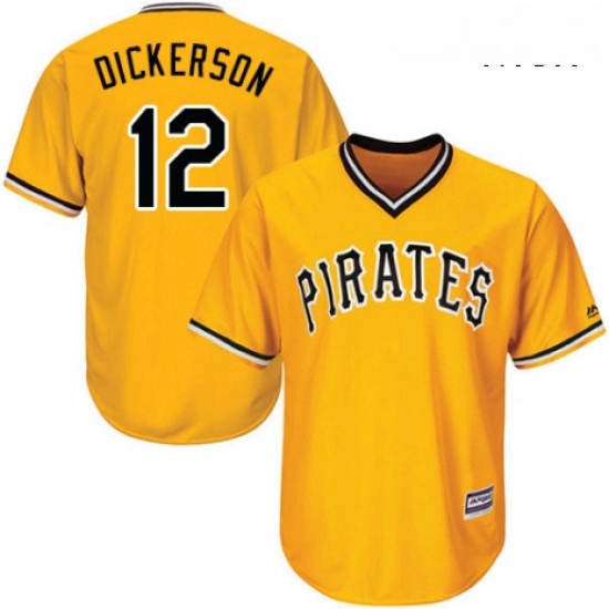 Mens Majestic Pittsburgh Pirates 12 Corey Dickerson Replica Gold