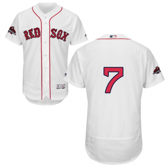 Mens Majestic Boston Red Sox 7 Christian Vazquez White Home Flex Base Authentic Collection 2018 Worl