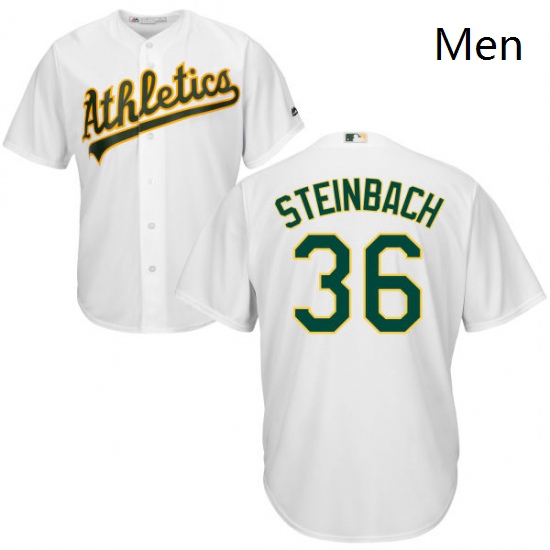 Mens Majestic Oakland Athletics 36 Terry Steinbach Replica White Home Cool Base MLB Jersey