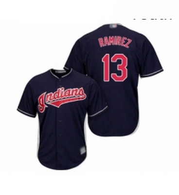 Youth Cleveland Indians 13 Hanley Ramirez Replica Navy Blue Alternate 1 Cool Base Baseball Jersey