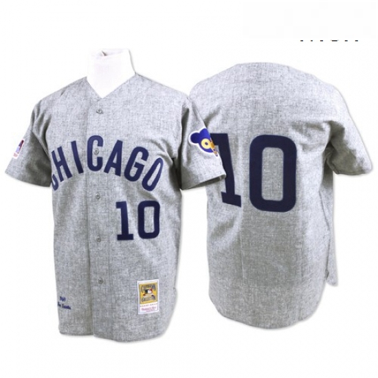 Mens Mitchell and Ness Chicago Cubs 10 Ron Santo Authentic Grey 