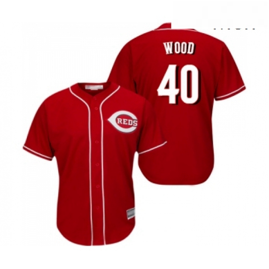 Mens Cincinnati Reds 40 Alex Wood Replica Red Alternate Cool Base Baseball Jersey