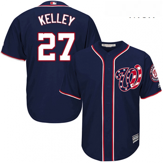 Mens Majestic Washington Nationals 27 Shawn Kelley Replica Navy Blue Alternate 2 Cool Base MLB Jerse