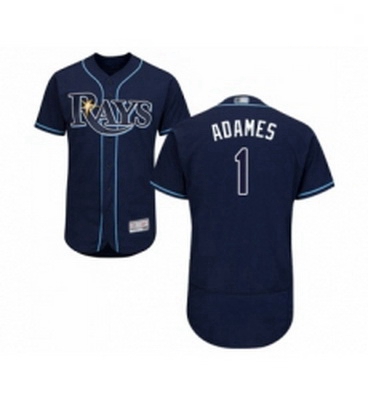 Mens Tampa Bay Rays 1 Willy Adames Navy Blue Alternate Flex Base Authentic Collection Baseball Jerse