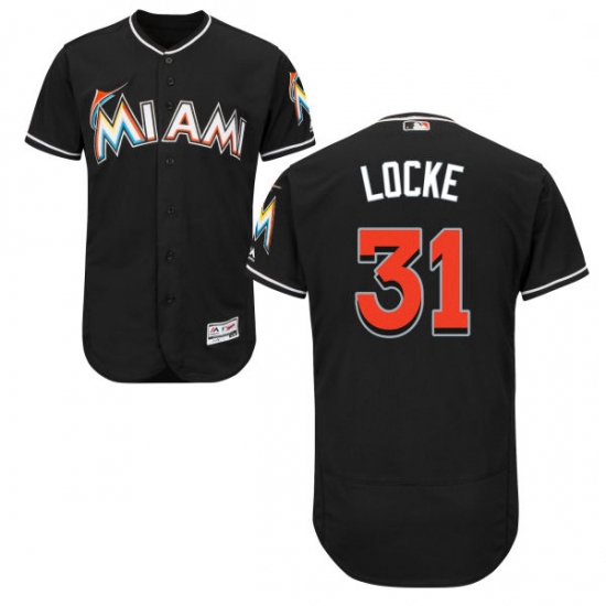 Mens Majestic Miami Marlins 31 Jeff Locke Black Flexbase Authentic Collection MLB Jersey