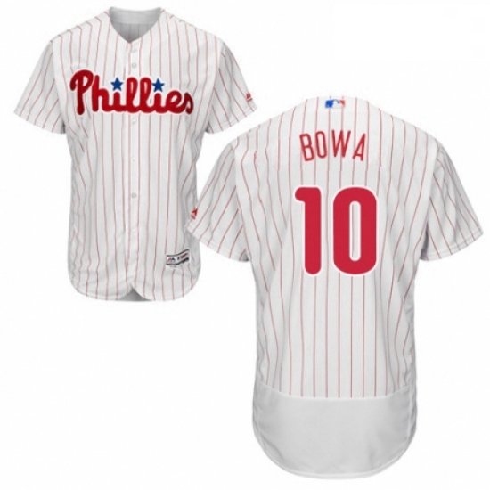 Mens Majestic Philadelphia Phillies 10 Larry Bowa White Home Flex Base Authentic Collection MLB Jers