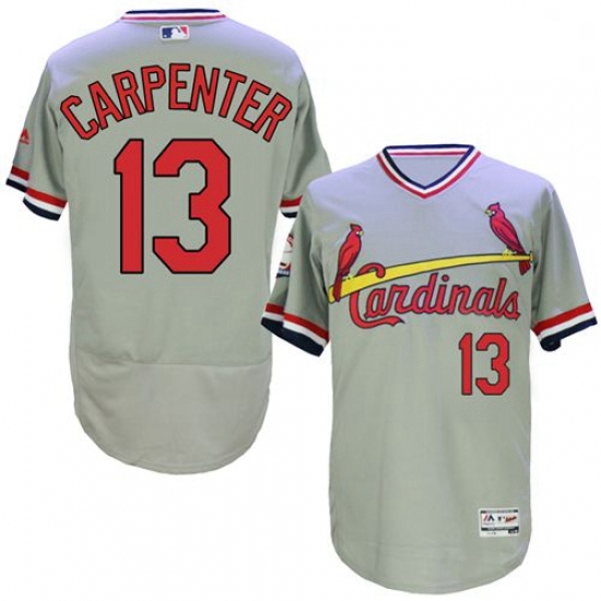 Mens Majestic St Louis Cardinals 13 Matt Carpenter Grey Flexbase Authentic Collection Cooperstown ML