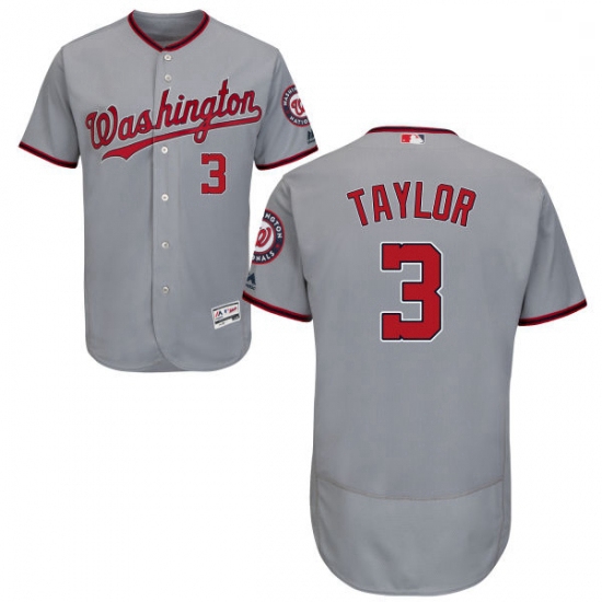 Mens Majestic Washington Nationals 3 Michael Taylor Grey Road Flex Base Authentic Collection MLB Jer