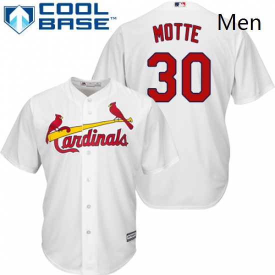 Mens Majestic St Louis Cardinals 30 Jason Motte Replica White Home Cool Base MLB Jersey