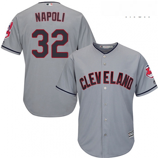 Mens Majestic Cleveland Indians 32 Mike Napoli Replica Grey Road