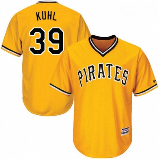 Mens Majestic Pittsburgh Pirates 39 Chad Kuhl Replica Gold Alter