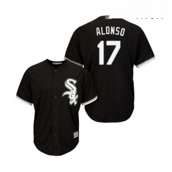 Mens Chicago White Sox 17 Yonder Alonso Replica Black Alternate Home Cool Base Baseball Jersey