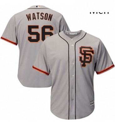 Mens Majestic San Francisco Giants 56 Tony Watson Replica Grey Road 2 Cool Base MLB Jersey