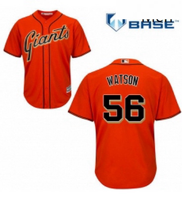 Mens Majestic San Francisco Giants 56 Tony Watson Replica Orange Alternate Cool Base MLB Jersey