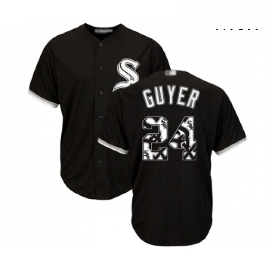 Mens Chicago White Sox 24 Brandon Guyer Authentic Black Team Logo Fashion Cool Base Baseball Jersey