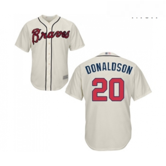 Mens Atlanta Braves 20 Josh Donaldson Replica Cream Alternate 2 Cool Base Baseball Jersey