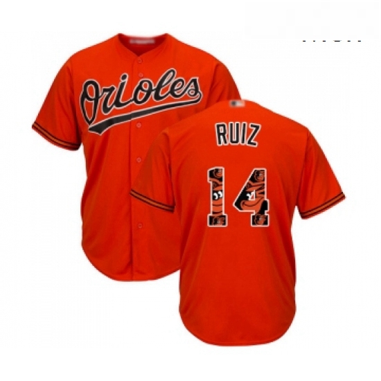 Mens Baltimore Orioles 14 Rio Ruiz Authentic Orange Team Logo Fashion Cool Base Baseball Jersey