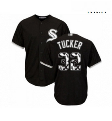 Mens Chicago White Sox 32 Preston Tucker Authentic Black Team Logo Fashion Cool Base Baseball Jersey