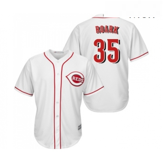 Mens Cincinnati Reds 35 Tanner Roark Replica White Home Cool Bas