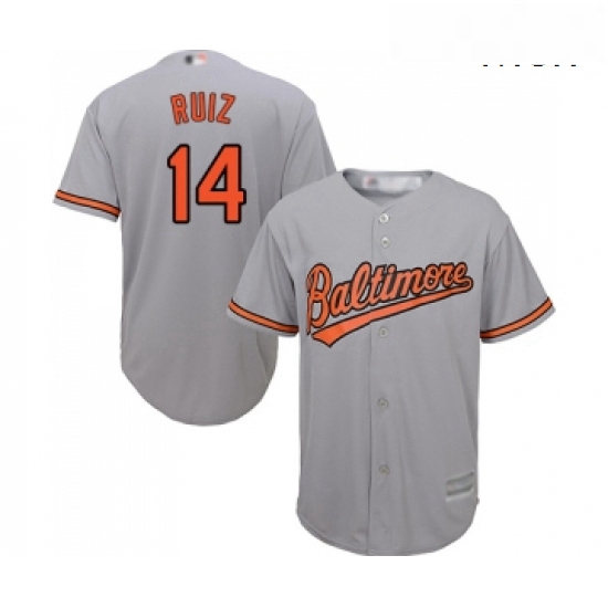 Mens Baltimore Orioles 14 Rio Ruiz Replica Grey Road Cool Base Baseball Jersey