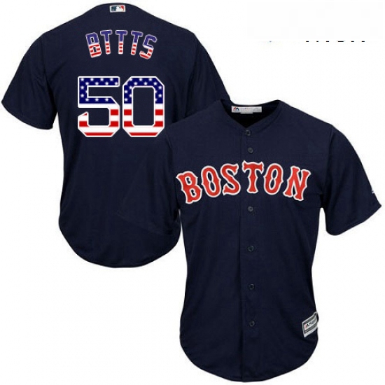 Mens Majestic Boston Red Sox 50 Mookie Betts Replica Navy Blue USA Flag Fashion Road Cool Base MLB J