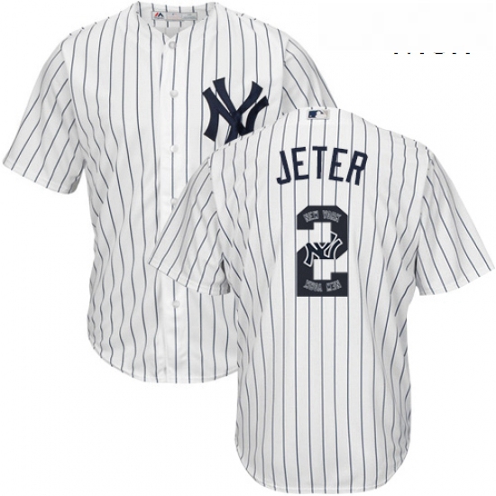 Mens Majestic New York Yankees 2 Derek Jeter Authentic White Tea