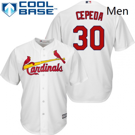 Mens Majestic St Louis Cardinals 30 Orlando Cepeda Replica White Home Cool Base MLB Jersey