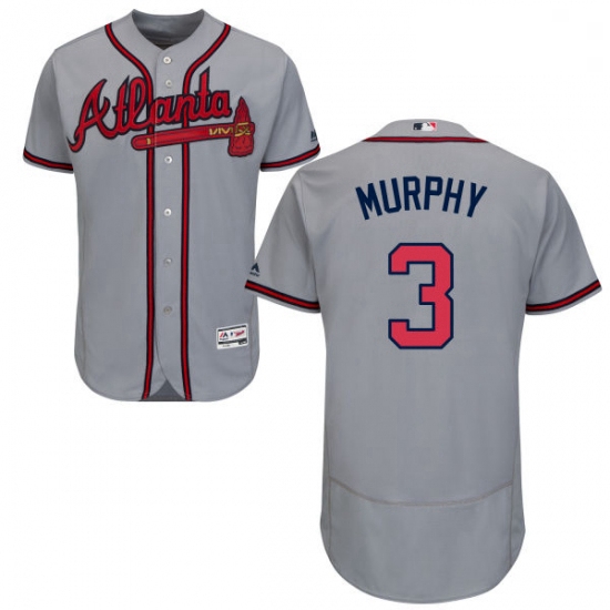 Mens Majestic Atlanta Braves 3 Dale Murphy Grey Road Flex Base Authentic Collection MLB Jersey