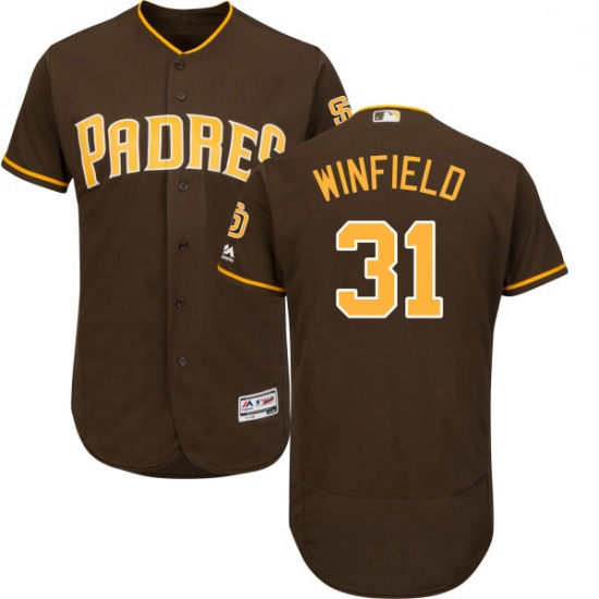 Mens Majestic San Diego Padres 31 Dave Winfield Brown Alternate Flex Base Authentic Collection MLB J