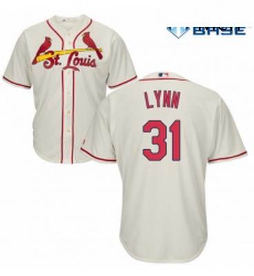 Mens Majestic St Louis Cardinals 31 Lance Lynn Replica Cream Alt