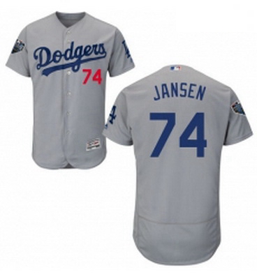 Mens Majestic Los Angeles Dodgers 74 Kenley Jansen Gray Alternate Flex Base Authentic Collection 201