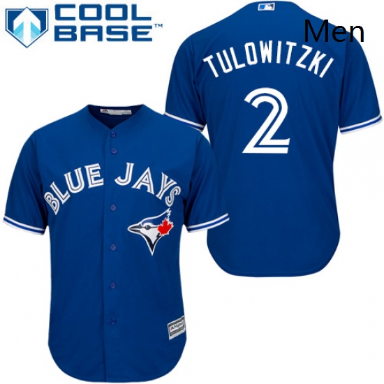 Mens Majestic Toronto Blue Jays 2 Troy Tulowitzki Replica Blue A