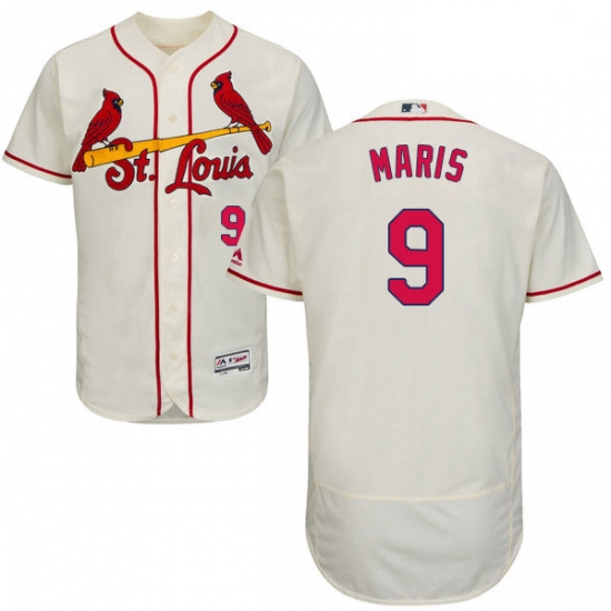 Mens Majestic St Louis Cardinals 9 Roger Maris Cream Alternate Flex Base Authentic Collection MLB Je