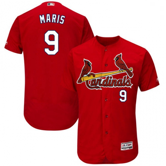 Mens Majestic St Louis Cardinals 9 Roger Maris Red Alternate Fle