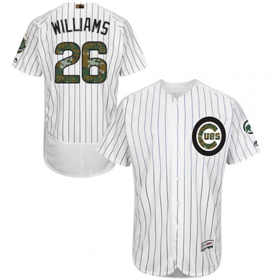 Mens Majestic Chicago Cubs 26 Billy Williams Authentic White 2016 Memorial Day Fashion Flex Base MLB