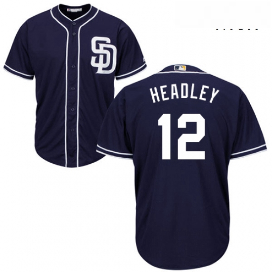 Mens Majestic San Diego Padres 12 Chase Headley Replica Navy Blue Alternate 1 Cool Base MLB Jersey