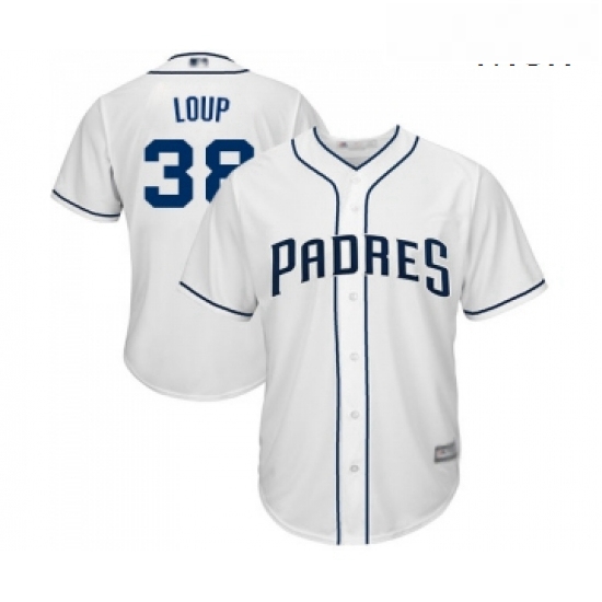 Mens San Diego Padres 38 Aaron Loup Replica White Home Cool Base Baseball Jersey