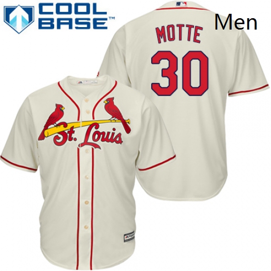 Mens Majestic St Louis Cardinals 30 Jason Motte Replica Cream Al