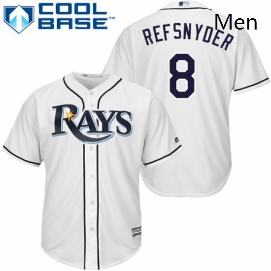 Mens Majestic Tampa Bay Rays 8 Rob Refsnyder Replica White Home Cool Base MLB Jersey