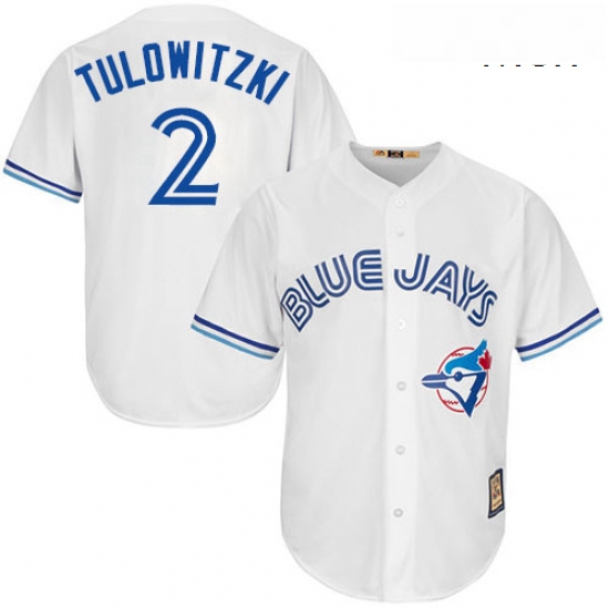 Mens Majestic Toronto Blue Jays 2 Troy Tulowitzki Authentic Whit