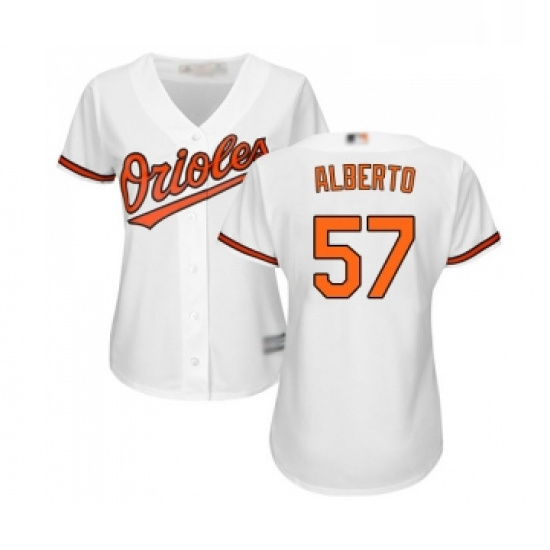 Womens Baltimore Orioles 57 Hanser Alberto Replica White Home Co