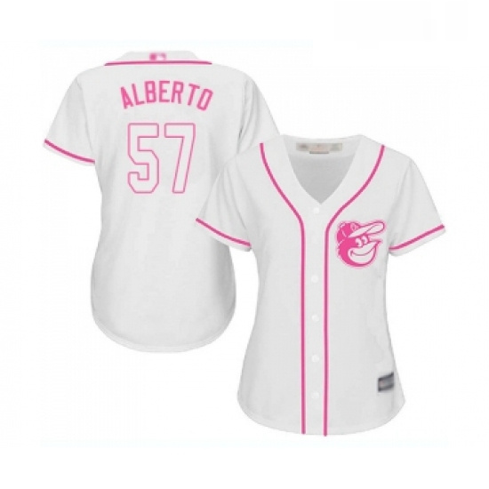 Womens Baltimore Orioles 57 Hanser Alberto Replica White Fashion Cool Base Baseball Jersey