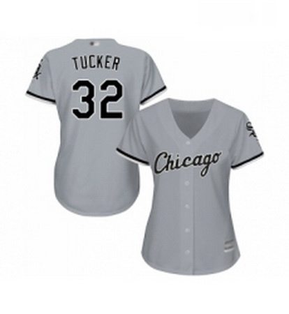 Womens Chicago White Sox 32 Preston Tucker Replica Grey Road Cool Base Baseball Jersey