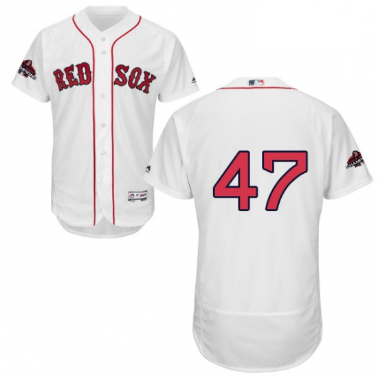 Mens Majestic Boston Red Sox 47 Tyler Thornburg White Home Flex Base Authentic Collection 2018 World