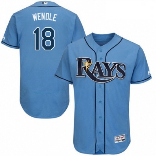 Mens Majestic Tampa Bay Rays 18 Joey Wendle Columbia Alternate Flex Base Authentic Collection MLB Je