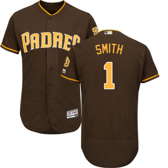 Mens Majestic San Diego Padres 1 Ozzie Smith Brown Alternate Flex Base Authentic Collection MLB Jers